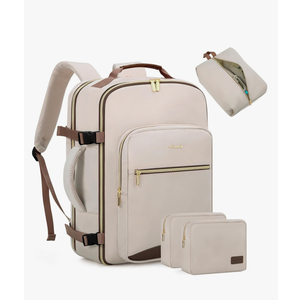 LOVEVOOK Carry on Backpack, 50L Travel Backpack Women for Airplanes, 18 inch Laptop Backpack with Toiletry Bag Carry on Bags for Airplanes Casual Daypack for Weekender Overnight Hiking, Primary-Coffee