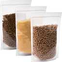 Kingrol 100 Ct 7 x 10.25 Inch Clear Stand Up Food Pouch Bags with Resealable Lock Seal Zipper, Heat Sealable Packaging Bags for Food Storage