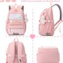 Cute School Backpack for Girls Kawaii Large Bookbag Kids Teens Elementary Middle School Preppy Aesthetic Book Bag (White)