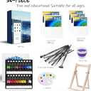 LEYEMO Acrylic Paint Set for Kids, Art Supplies Painting Kit with18 Acrylic Paints, 5 Canvas, 8 Paint Brushes, Easel, Palette ETE, Paint Set Gifts for Adults & Artist