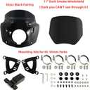 FATECIM Motorcycle 5.75" Headlight Fairing with 11" Dark Smoke Windshield Windscreen & 48-58mm Mounting Kit Headlight Extension Block For Harley 2018 2019 2020 2021 2022 Softail FXBB Street Bob