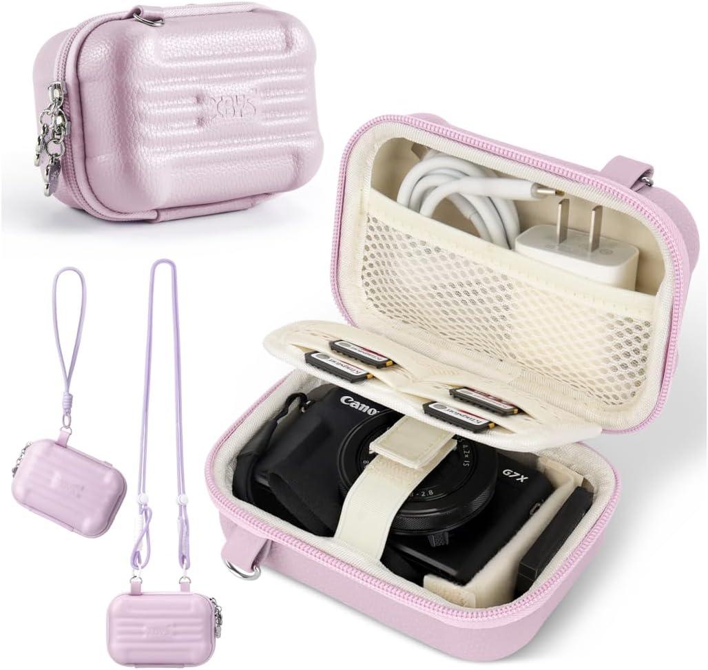 Digital Camera Case, Protective Waterproof Hard Shell Bag for Canon PowerShot G7X Mark III Mark II/ SX740, Sony ZV-1/ RX100 VII, Kodak Pixpro, for Compact Point & Shoot 4K Vlog Cameras (Purple)