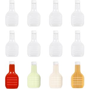 12 Pack 16 oz Clear Plastic Salad Dressing Bottles, Bulk Empty Squeeze Bottles with White Flip Top Caps for BBQ, Condiments, Sauce, Ketchup, Salad Dressing