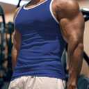 Men's Gym Workout Tank Tops - Soft Lightweight Sleeveless Muscle Shirts for Beach & Athletic Wear (Blue, XXL)