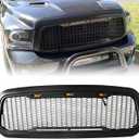 Front Bumper Grille For Dodge Ram 1500 2013-2018 Matte Black ABS Honeycomb Bumper Grill with Amber LED Lights