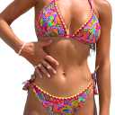 Sexy Bikini Sets for Women Two Piece Swimsuit - String Triangle Bikini Cheeky Boho Gold Brazilian Style Low Rise (Small)