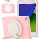 BATYUE Shockproof Case for iPad mini 4/5 (2015/2019) - 360° Multi-Angle Stand (Portrait & Landscape) & Grip, Pencil Holder (Elastic Loop), Multi-Scene for All Ages, Pink