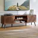 ChooChoo TV Stand for 65 Inch TV, Mid Century Modern TV Stand, Entertainment Center with Storage Cabinet and Open Shelves, TV Console Table Media Cabinet for Living Room, and Bedroom, Walnut, 15.7"d X 59.1"w X 19.4"h