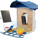 SEHMUA Bird Feeder with Camera-No Subscription Required for AI Identifies Bird Species, 6W Solar Powered Smart Bird Feeder, 2K HD Live Video View, Instant Bird Arrival Alerts for Outdoor Backyard (Blue)