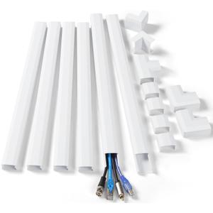 ZhiYo Wall Cable Hider, Cord Hider to Hide 3-4 Cords, Self-Adhesive TV Wire Hider for Wall, Cable Management Kit, Wire Raceway White, 102in 6 x L17in, Paintable Cord Concealer, W1.2in x H0.6in