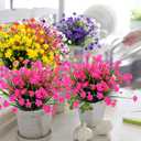 Grunyia Artificial Flowers Outdoor UV Resistant Fake Plants Indoor Outside Hanging Planter Home Garden Decor, 10 Bundles (Pink)