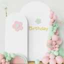 Asee'm Wedding Arch Cover Fitted Spandex Covers (7.2FT, 6FT) 2-Sided Round Top Chiara Backdrop Stand Cover Set of 2 for Party Birthday Banquet Decoration White