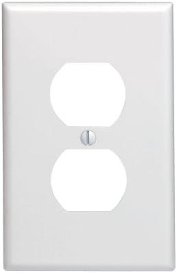 Leviton 1-Gang Duplex Device Receptacle Wallplate, Midway Size, Thermoset, Device Mount, 80503-W, White