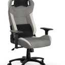 Corsair T3 Rush Fabric Gaming Chair (2023)  Racing-Inspired Design  Soft Fabric Exterior  Padded Neck Cushion  Memory Foam Lumbar Support  Adjustable Seat Height  Gray and White