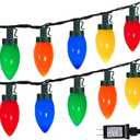 C9 Christmas Lights Outdoor, 33ft 50 LEDs Christmas String Lights with 8 Modes, 5 Sets Connectable, IP65 Waterproof Outdoor Indoor Vintage Fairy Lights for Christmas Tree Holiday Party Decor (Multicolor)