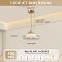 Small Glass Pendant Light Fixtures One-Light Gold Brass Dining Room Decor mid Century Modern Hanging Pendant Lamp Clear Dome Shade Striped Light Fixture for Kitchen Island