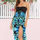 Women's Beach Dress Summer Maxi Sundress Strapless Hawaiian Cover Ups Asymmetrical Wrap Dresses,XL