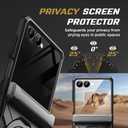 TONGATE 360 Spin Magnetic Stand for Z Flip 7 Case with Privacy Screen Protector, [Compatible with Magsafe] [Anti Spy] Full-Body Shockproof Samsung Galaxy Z Flip 7 Case with Hinge Protection, Black