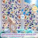 Stained Glass Window Privacy FilmDecorative Rainbow Static Clings -ldeal for Home &Office,Adhesive-Free,Removable, Uv-Blocking (Purple Rainbow, 35.4 X 157.4 in)