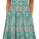 HOTOUCH Women's Summer A-Line Midi Dresses 2026 Casual Floral Short Sleeve T-Shirt Dress Flowy Beach Sundress with Pockets (XXL)
