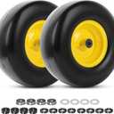 AR-PRO 13x5.00-6 Flat Free Tire and Wheel, Relacement 13x5-6 Solid Smooth Tread Tire with Rim for Garden Tractor Riding Lawn Mowers, 3.25"-5.5" Centered Hub and 3/4" Bearings extra 5/8" (2-Pack)