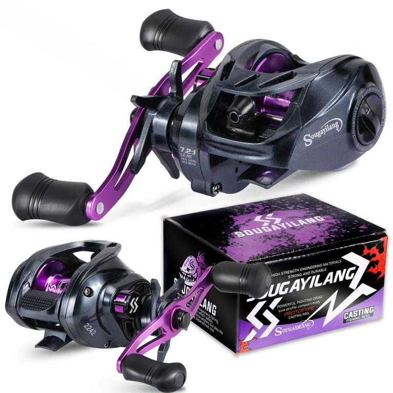 Sougayilang Baitcaster Reel 22lbs Max Drag Fishing Reel 7.2:1 High Speed Aluminum Spool for Bass