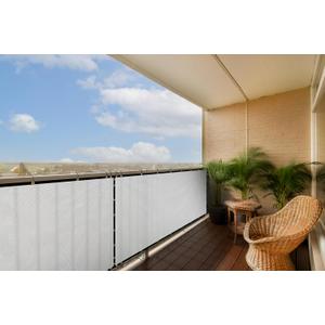 ColourTree 3' x 10' White Balcony Privacy Screen - Apartment Porch Railing Patio Fence Windscreen Fabric Cloth - Commercial Grade 170 GSM