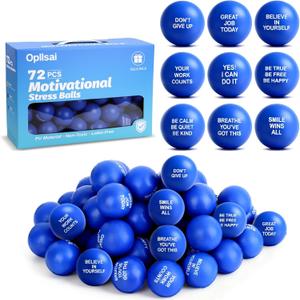 Motivational Stress Balls Bulk (72PCS, PU Material) - for Adults, Kids, People with Anxiety | Ideal for Team Building, Employee Training, Classrooms,Office Supplies