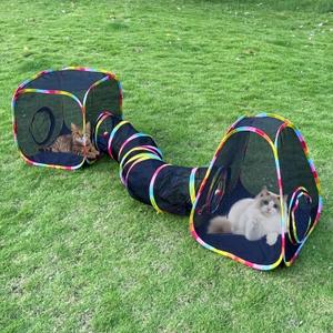 Outdoor Cat Enclosures, Cat Tunnels Tents, Cubes for Indoor Cats with Play Ball, Collapsible Outside Playpen Tunnel for Kitty, Rabbit, Puppy, and Small Animals