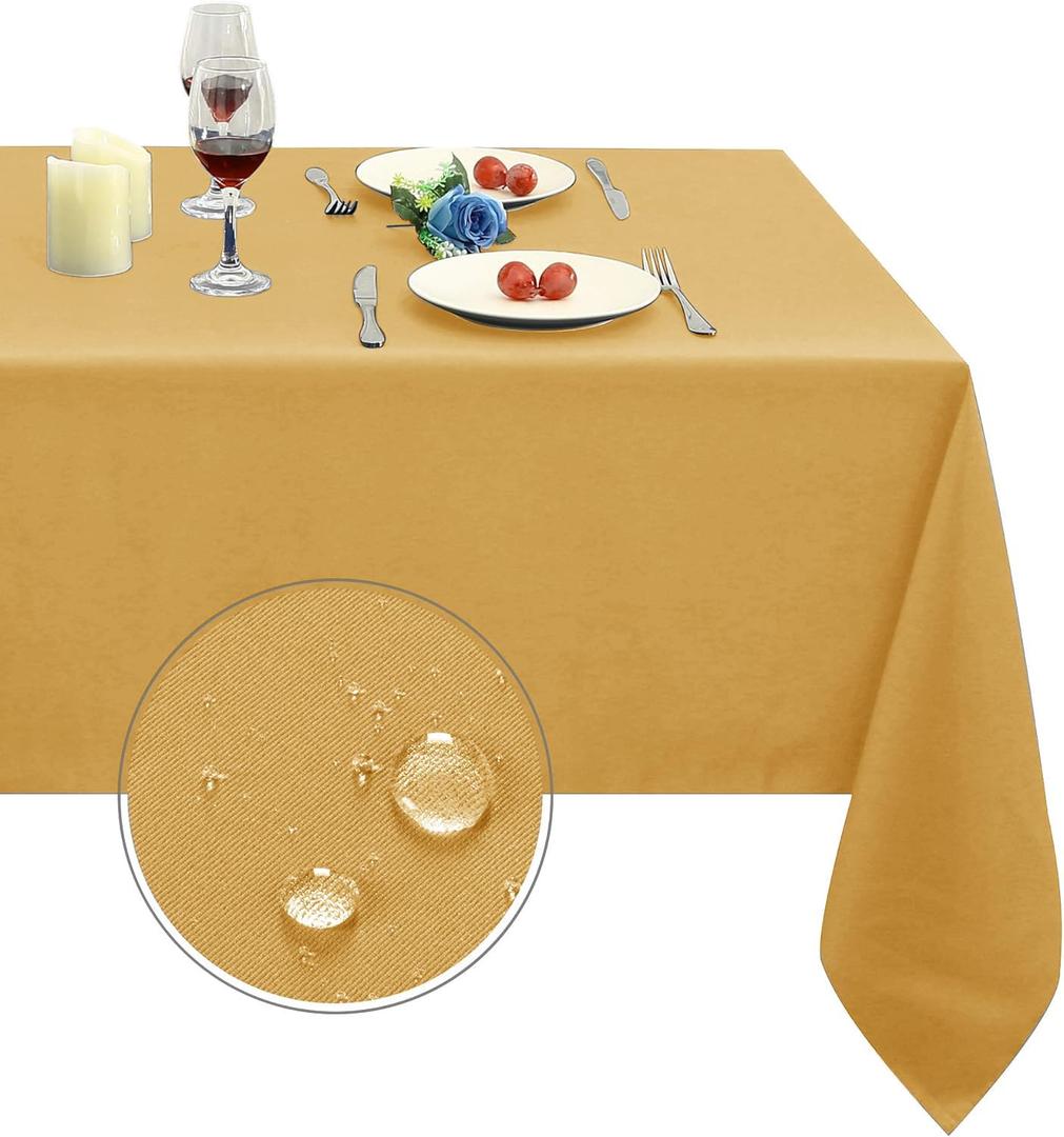 Obstal Gold Rectangle Table Cloth - Heavy Duty Water Resistance Polyester Tablecloth, Decorative Fabric Table Cover for Outdoor and Indoor Use, 60x120 Inch