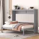 Merax ModernMurphy Cabinet Bed, Solid Wood Wall Platform Bed/No Box Spring Needed/Easy Assemble/Full,Gray (Grey)