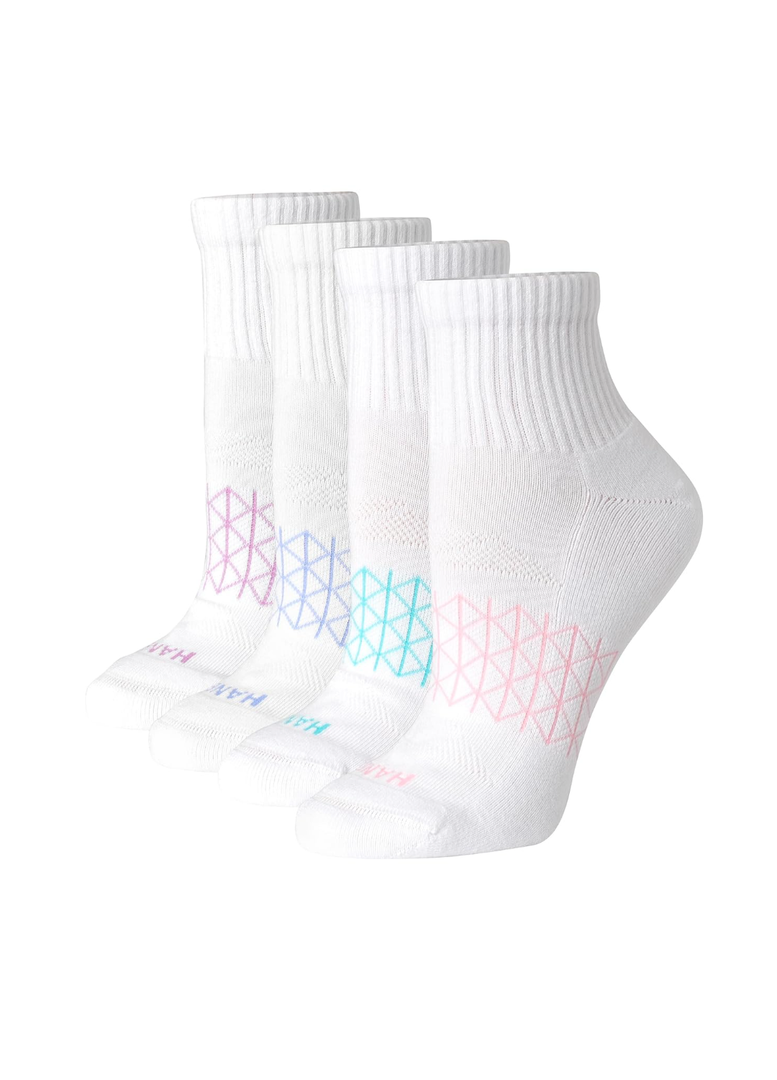 Hanes Women's Cushioned Ankle Socks, Absolute Active Ankle Socks For Women, Seamless Toe, 4-Prs