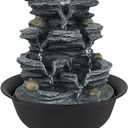 Tabletop Water Indoor Fountain Waterfall Indoor Water Fountains Feng Shui Zen Decorative Desktop Fountain with Colored Led Light and Spinning Ball for Room,Office(Style 1)