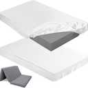 Breling Fitted Sheet (Sheet Only) Compatible with Milliard Trifold Mattress Folding Mattress Fitted Microfiber Bedclothes for Camp Bunk Rvs Bed(White,2 Pcs,Queen,4'')
