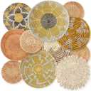 Tatuo 11 Pcs Boho Wall Basket Decor Decorative Bulrush Woven Basket Wall Decor Art Round Farmhouse Hanging Baskets for Kitchen Rustic Home Summer Decorations, Multi Sizes (Lively)