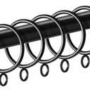 42 Pack Curtain Rings with Eyelet 1.5" Inner Diameter,Metal Drapery Ring Fits up to 1.25" Drapery Rod,Glide Smoothly Curtain Rod Rings,Strong Vintage Decorative Rustproof Curtain Hooks (Black)