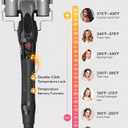 Three Barrel Curling Iron 1 Inch with LED Display, 15 Heat Settings 180-430F, Tourmaline Ceramic Triple Hair Waver for Beach Waves, Dual Voltage 110-240V, Auto Shut-Off, Glove Included, Gray