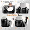 #6 Epdm Metal Roof Vent Boot, Flexible Roofing Boots Fits Pipe Od 4 3/4'' to 10'', Metal Roof Jacks Flashing for Houses Includ Roofing Screws & Hex, Black/ 1 Pcs