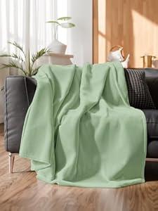 Ultra Soft Fleece Blanket Throw Size - Flannel Fleece Luxury Throw Blanket - Lightweight for Couch Bed Chair - Thick, Warm and Breathable - All Season Cozy Anti-Static Microplush Bedding, Sage Green