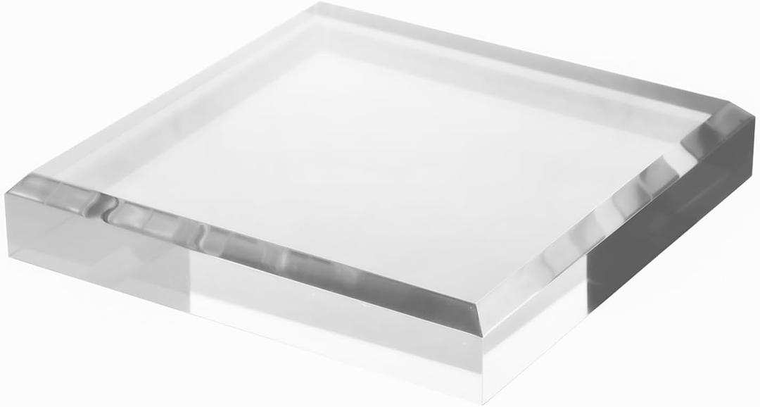 CiaoHER 1in Thickness Beveled Acrylic Square Display Block Clear Polished Pedestal Stand Riser (6x6, 1pack)