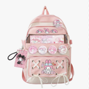 Teenage Girls Cute Backpack For School 17.5 Inch Students Casual Travel Aesthetic Backpack With Kawaii Accessories, Pink