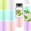 Qeeenar 6 Pack Water Bottle Silicone Sleeves for 16-20 oz Glass Bottle Protector, Reusable Silicone Sleeve Anti Slip Protective Holders for Drink Smoothies