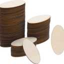 PATIKIL 40x20x1.7mm Wood Pieces, 100 Pack Unfinished Oval Wood Shapes Blank Wooden Cutouts Ornaments Natural for Christmas Party Craft Projects