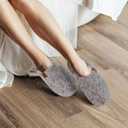 Womens Fuzzy Scuff Slippers, Comfy Supportive Foam Slip-On House Shoes for Indoor Bedroom (9-10, Grey)