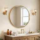 ANDY STAR Round Gold Mirror, 28 Inch Brass Round Mirror, Brushed Brass Bathroom Mirrors for Over Sink, Decorative Wall Mirrors, 1 Inch Deep Set Design, Ideal for Home Remodel, Hanging or Leaning