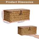 Sumnacon Wicker Basket with Lid Rectangle Woven Baskets for Toiletries Tampon Storage,Wicker Storage Basket with Lid,Decorative Seagrass Storage Baskets for Shelf Bathroom Toilet Table, Caramel