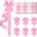 WILLBOND 6 Pieces Pink Christmas Cabinet Ribbons Bows Large Pink Bow Christmas Door Kitchen Cabinet Ribbon Bows Locker for Xmas Holidays Party Decorations Supplies