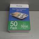 50 Pack (100-Piece) 32 oz Meal Prep Containers Reusable with Lids, Sturdy Leakproof & Food Safe, Microwave, Freezer, Dishwasher Safe Prep Containers, To Go Take Out Plastic Food Storage