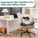 OLIXIS Criss Cross Chair with Wheels Wide Cross Legged Office Desk Vanity Chair Comfy Fabric Armless Adjustable Swivel for Home Computer Task PU Brown, Luxurious