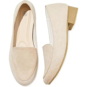HEAWISH Women's Loafers Slip on Low Heel Shoes,Closed Toe Pumps Dress Shoes,Casual Loafer Work Flats Wedding Shoe (10, Pink)